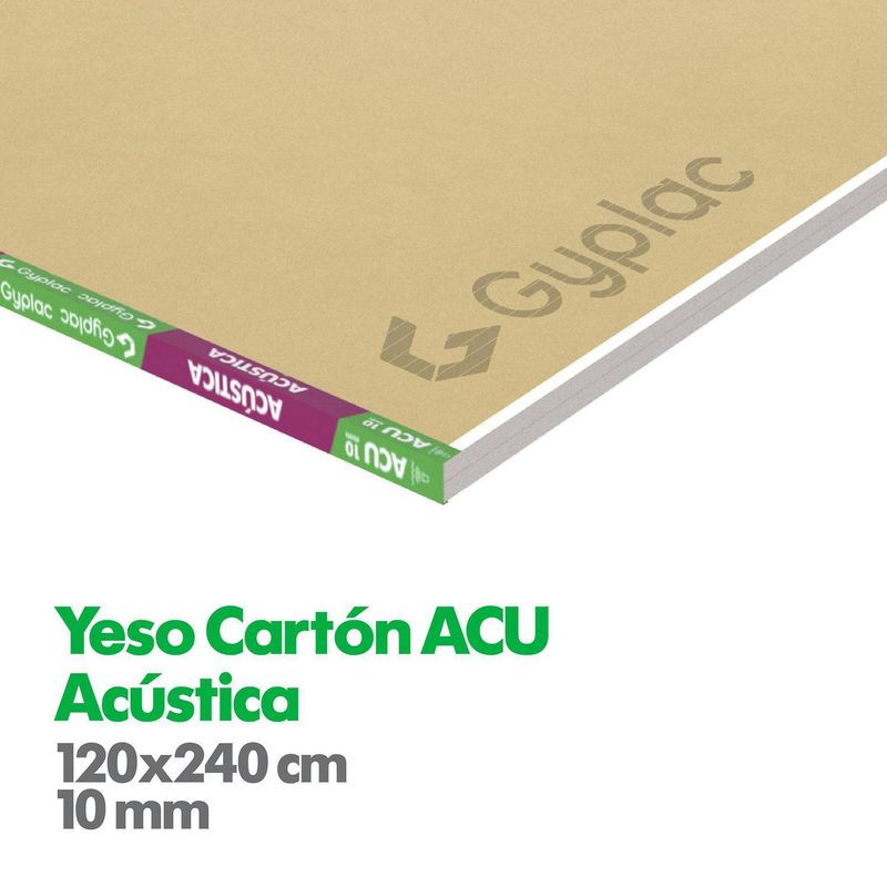 GYPLAC - Yeso Cartón Acústico 10 mm 120x240 cm Gris