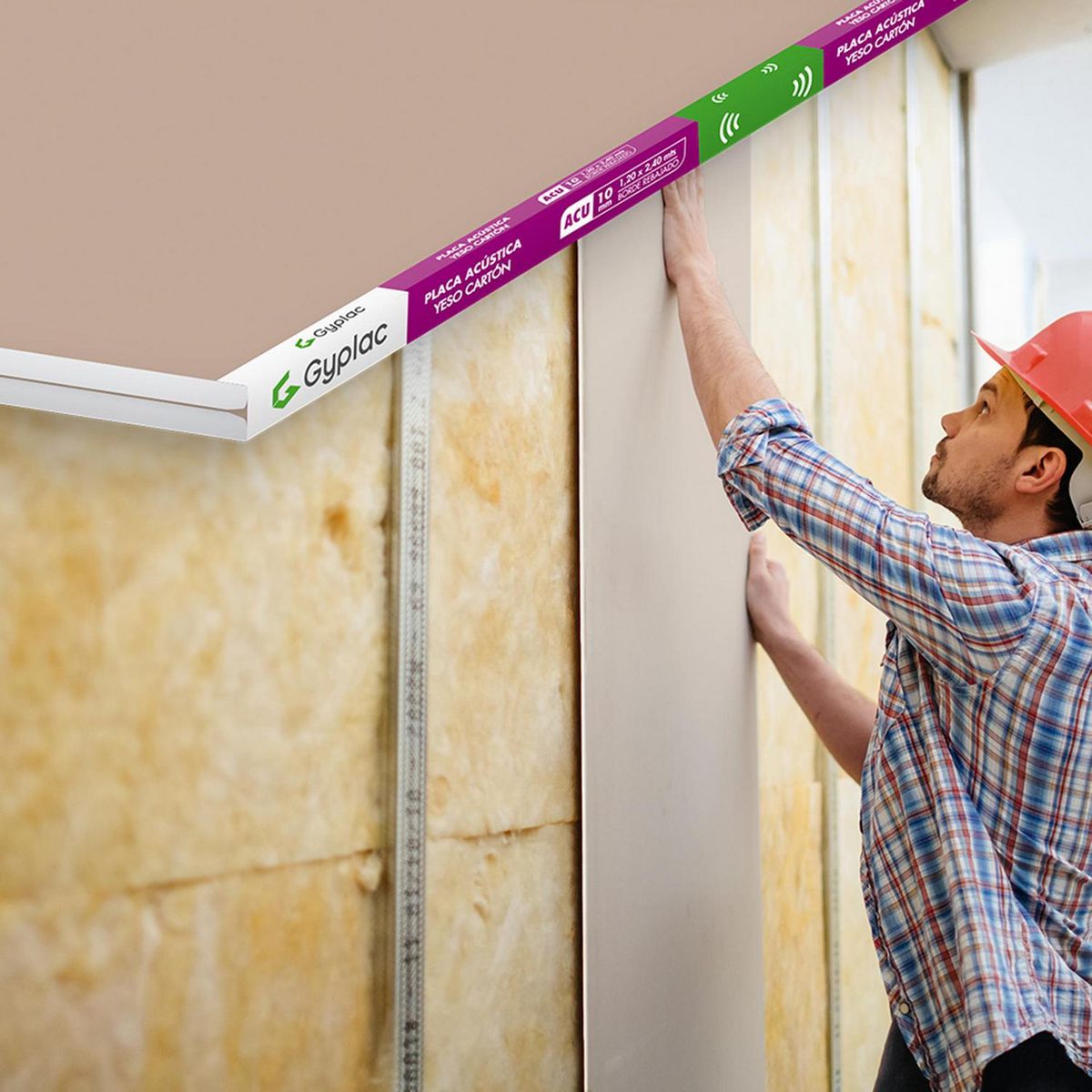 GYPLAC - Yeso Cartón Acústico 10 mm 120x240 cm Gris
