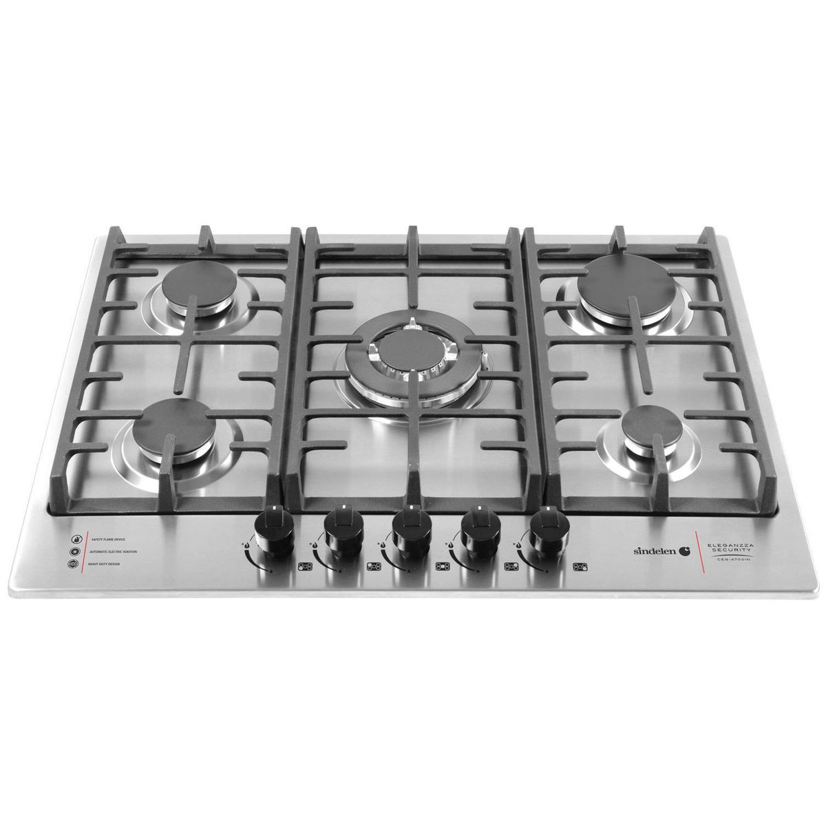 SINDELEN - Encimera Gas Licuado 5 Platos Inox CEG-4700IN