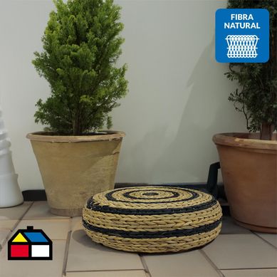 Pouf natural/negro 50x17 cm. Natural/negro
