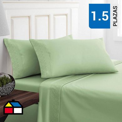 Sbana microfibra broder Santorini 1,5 plazas colores surtidos