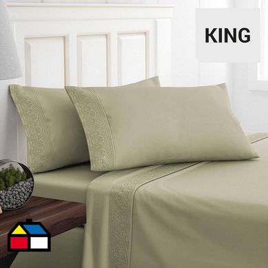 Sbana microfibra broderie Santorine king