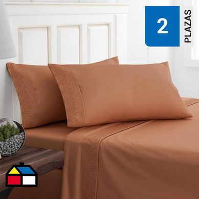 Sbana microfibra broderie 2 plazas