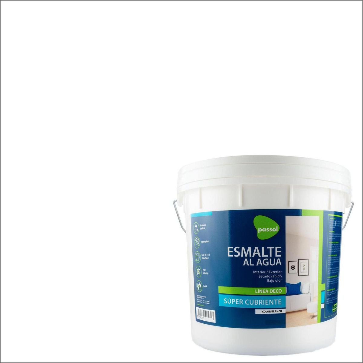 QUIMICA PASSOL - Esmalte al Agua Brillante 10 l Blanco