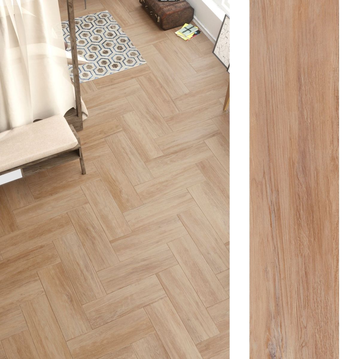 ARGENTA - Porcelanato 22.5x90 cm Landes Marrón Claro Miel 1.21 m2