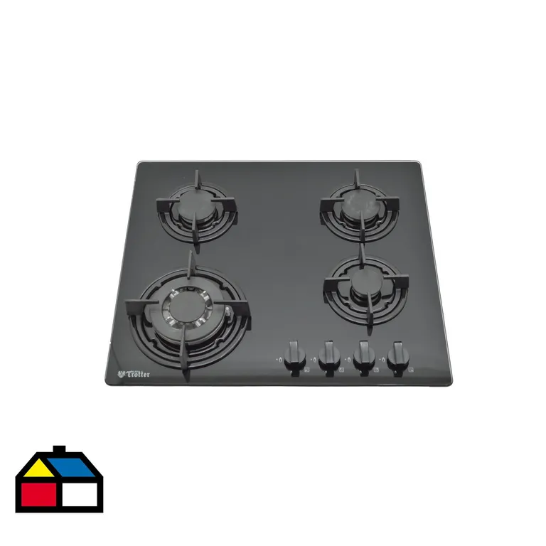 Encimera Gas Licuado 4 Platos Negro AT-XN GLASS KASSEL FF-IT
