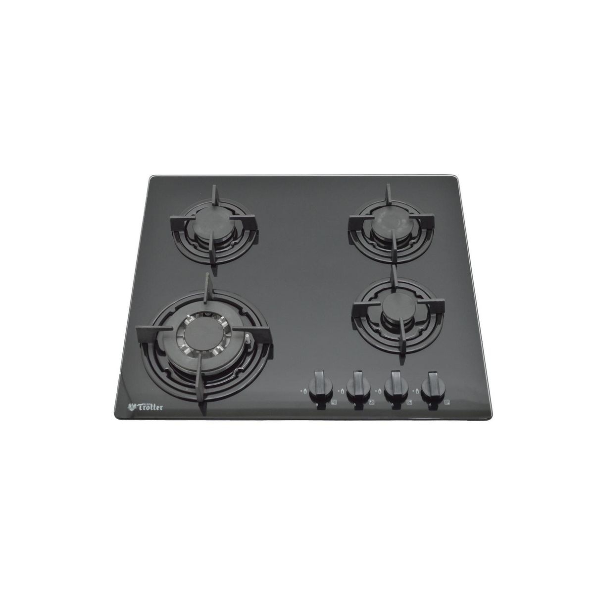 ALBIN TROTTER - Encimera Gas Natural 4 Platos Negro AT-XN GLASS KASSEL FF-IT GN
