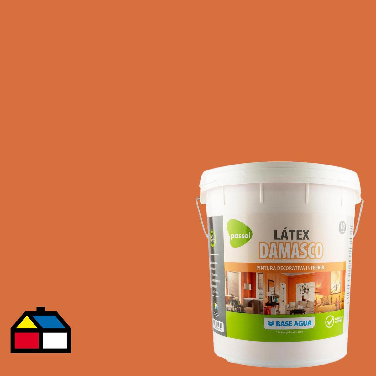QUIMICA PASSOL - Pintura Acrílica Brillante 10 l Naranjo Damasco