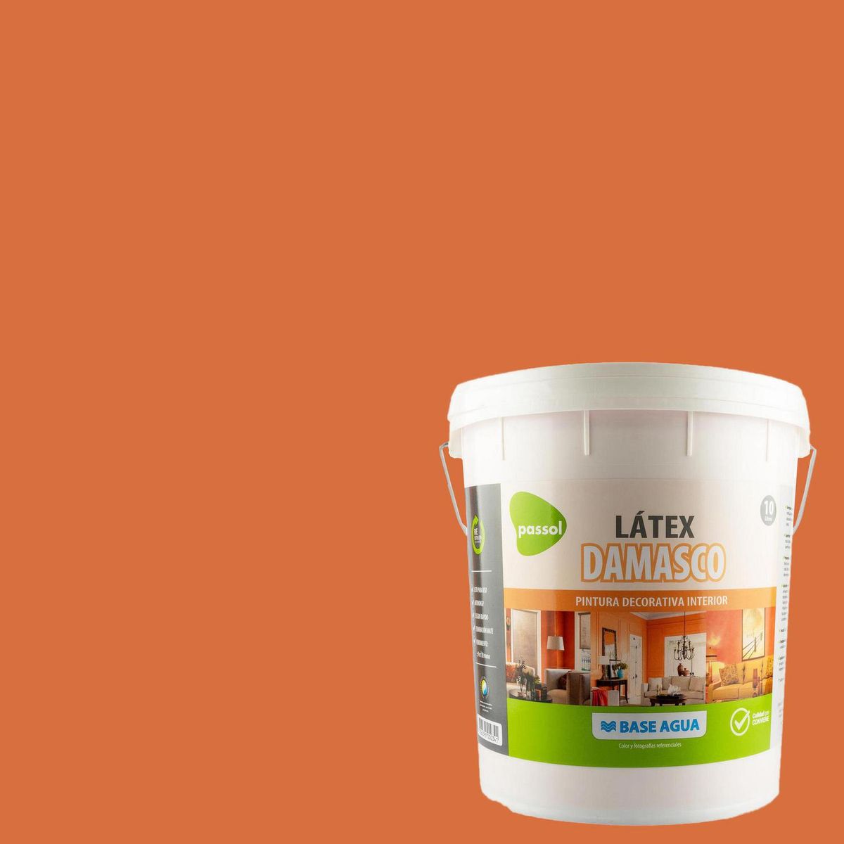 QUIMICA PASSOL - Pintura Acrílica Brillante 10 l Naranjo Damasco