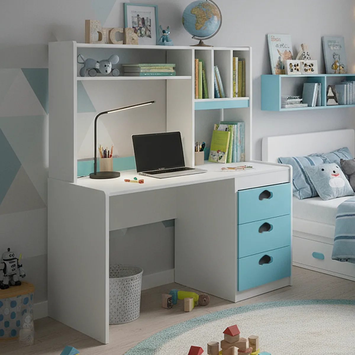 MUEBLES KIDS - Escritorio Auto Celeste 100x150x100 cm