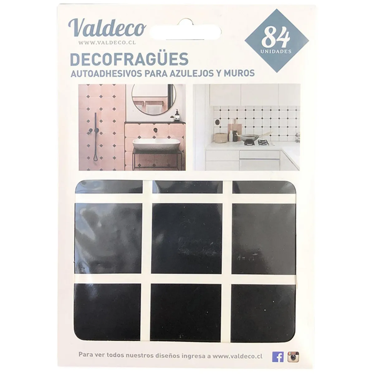 DECOFRAGÜES autoadhesivos azulejos Negro, marca VALDECO - Foto Principal