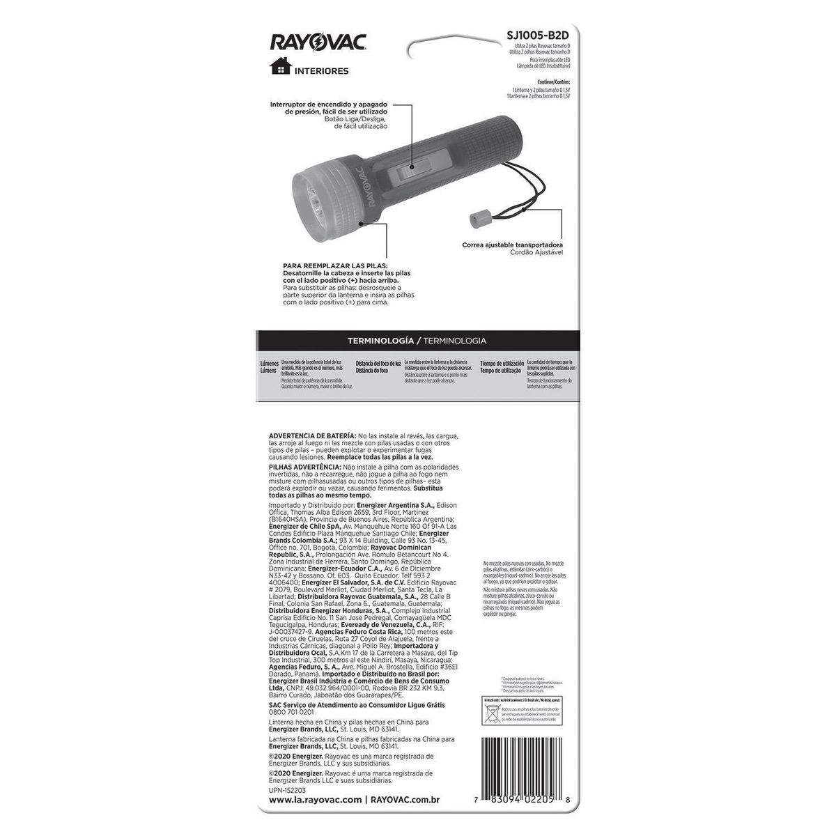 RAYOVAC - Linterna grande Plástica 3LEDs (Pilas incluidas)