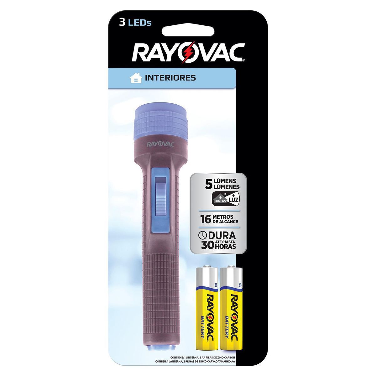 RAYOVAC - Linterna chica Plástica 3LEDs (Pilas incluidas)