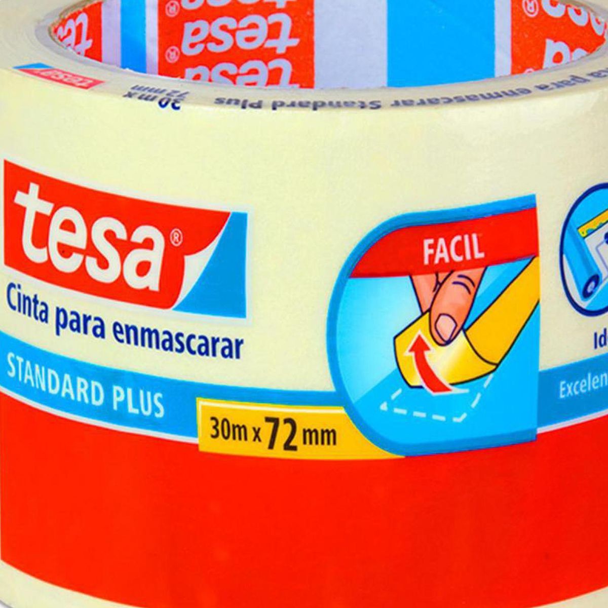 TESA - Cinta Masking Tesa 30m 72 mm Uso General Enmascarar Pintura