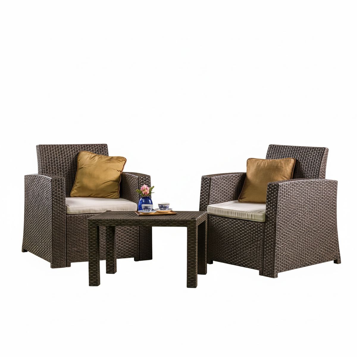 REYPLAST - Juego de Terraza Balcon Tavarua 2 Personas Marrón Moro