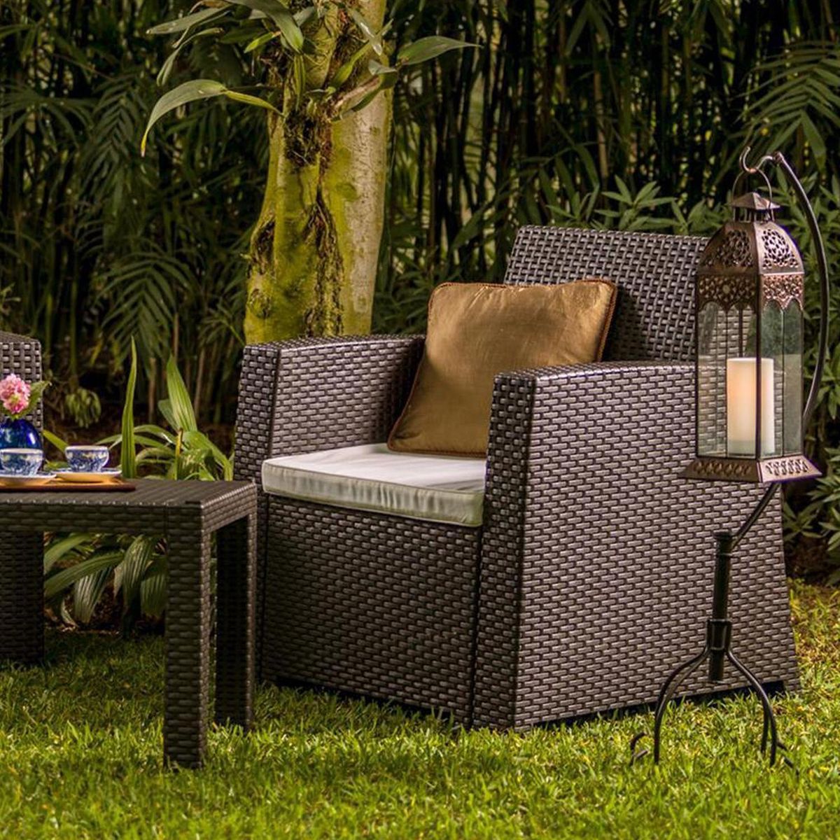 REYPLAST - Juego de Terraza Balcon Tavarua 2 Personas Marrón Moro