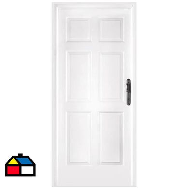 Kit puerta acero 6panel blanco 90x200 cm izquierda