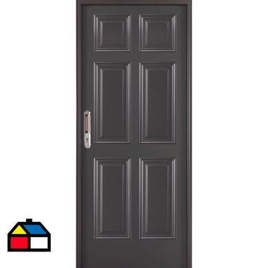 Kit puerta acero 6panel gris 80x200 derecha