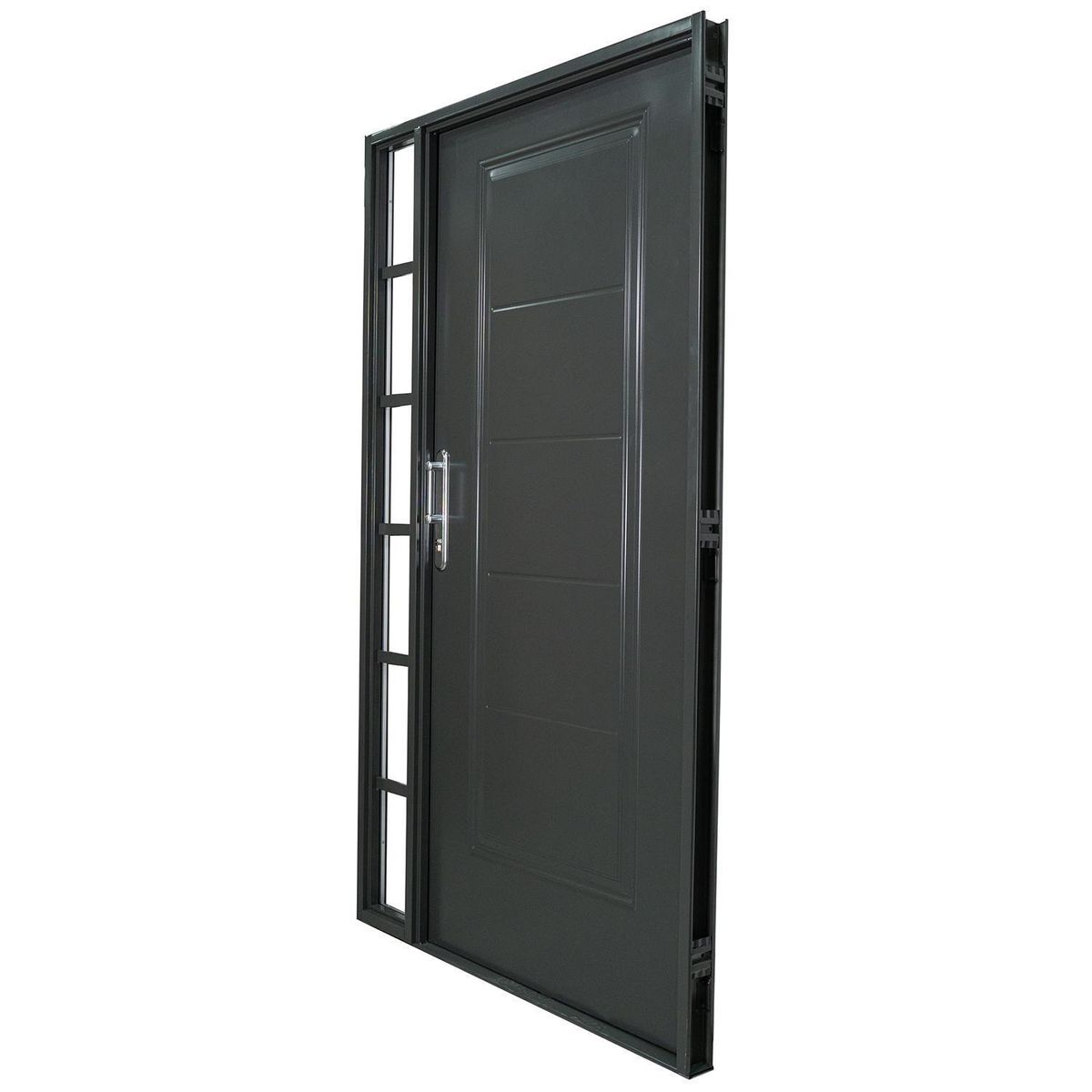 WINTEC - Kit Puerta Exterior Acero galvanizado 80x200 cm 5 Paneles Gris