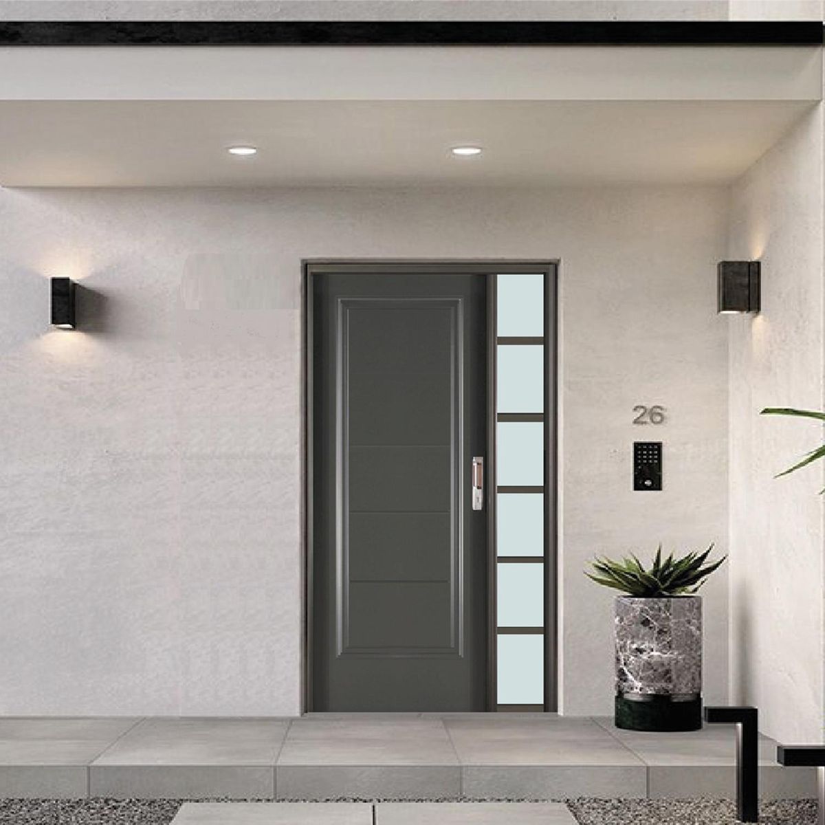 WINTEC - Kit Puerta Exterior Acero galvanizado 90x200 cm 5 Paneles Gris