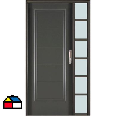 Exh puerta acero+mampara gris 80x200 izquierda