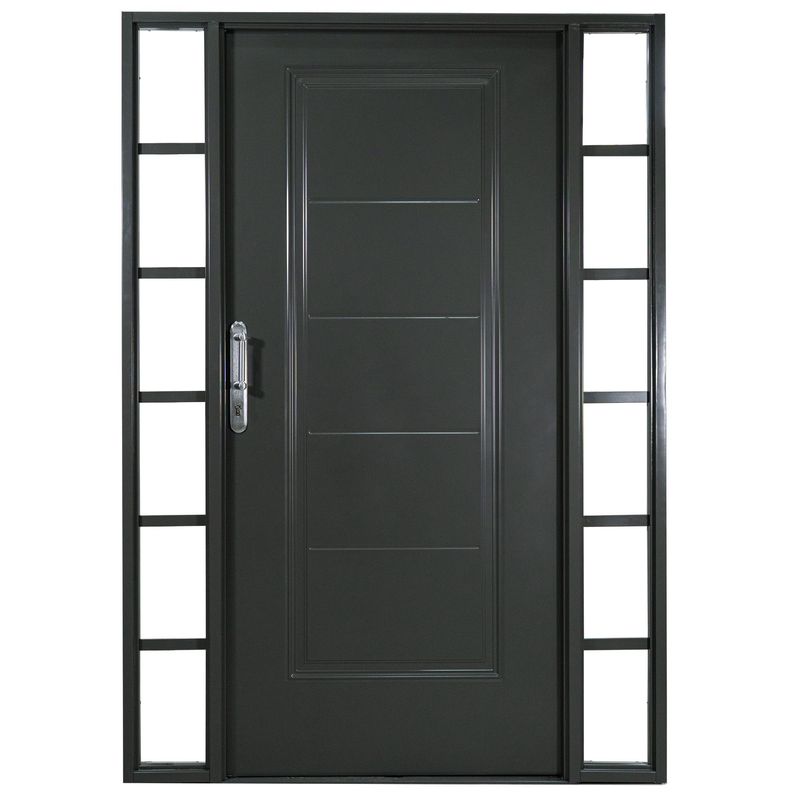 WINTEC - Kit Puerta Exterior Acero galvanizado 90x200 cm 5 Paneles Derecha/2 Mamparas Gris