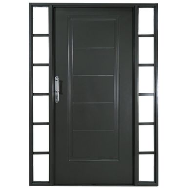 Kit Puerta Exterior Acero galvanizado 145x8 cm C/ 2 Mamparas Gris