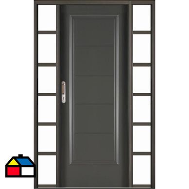 Exh puerta acero+2mampara gris 80x200 izquierda