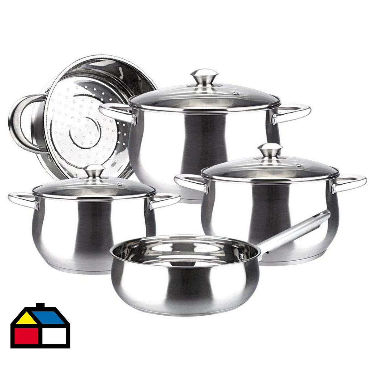 MARMICOC - Batería de Cocina 8 Piezas Acero inoxidable Frutillar Plateado