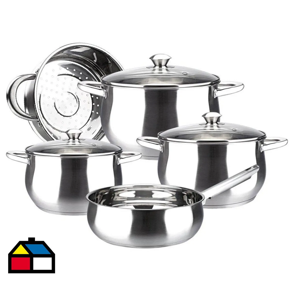 MARMICOC - Batería de Cocina 8 Piezas Acero inoxidable Frutillar Plateado