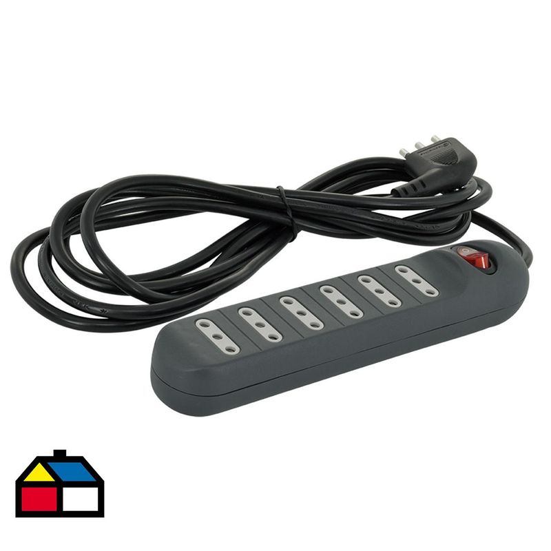 LEXO - Alargador Múltiple 2 USB 6 Toma(s) 3 m Negro