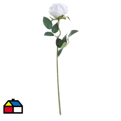 Flor rosa artificial de seda color blanco 50 cm