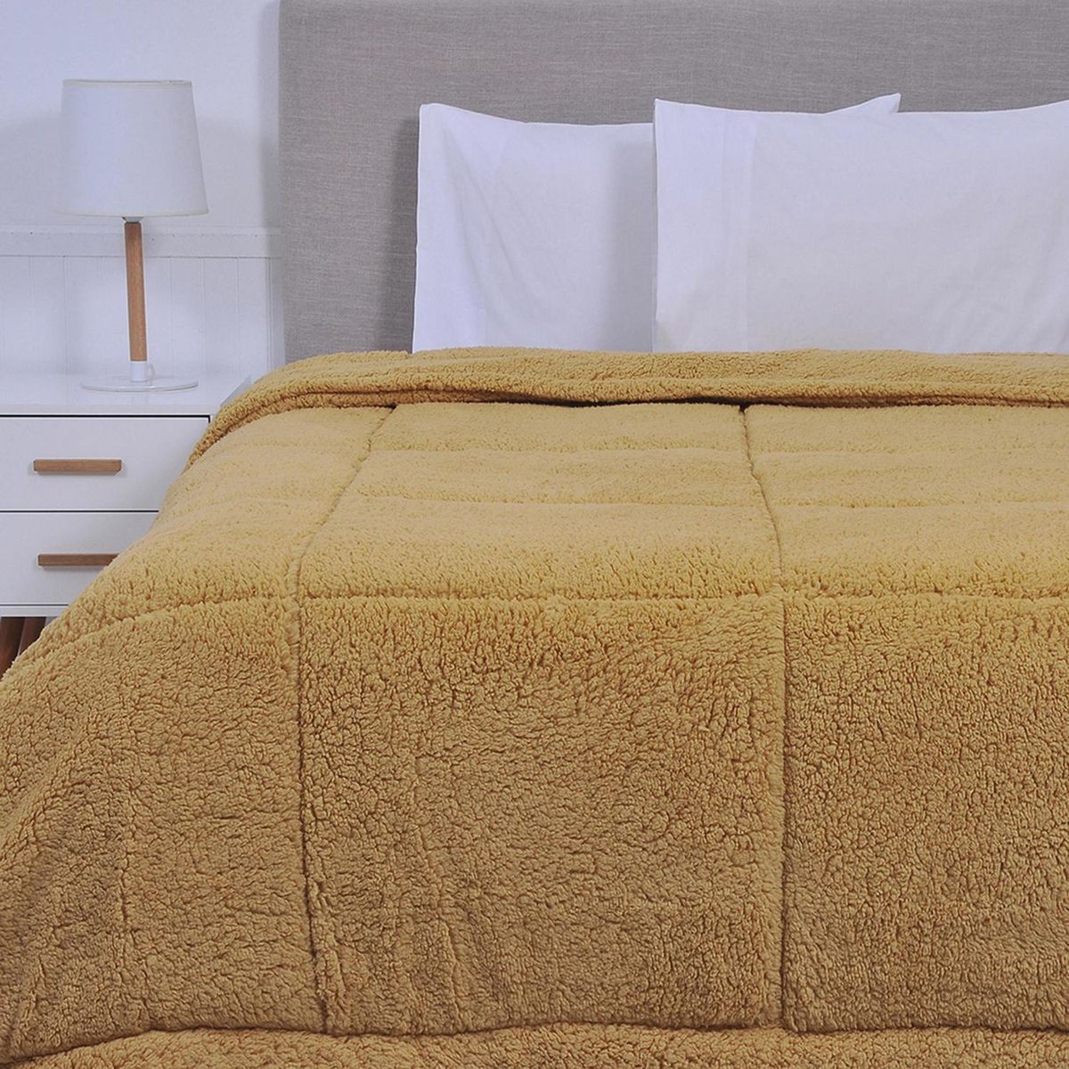 MASHINI - Plumón 2 plazas Sherpa Mostaza