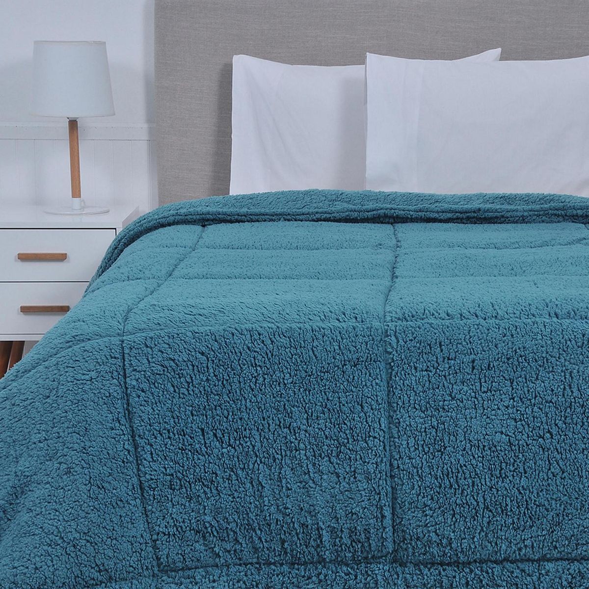 MASHINI - Plumón 2 plazas Sherpa Celeste