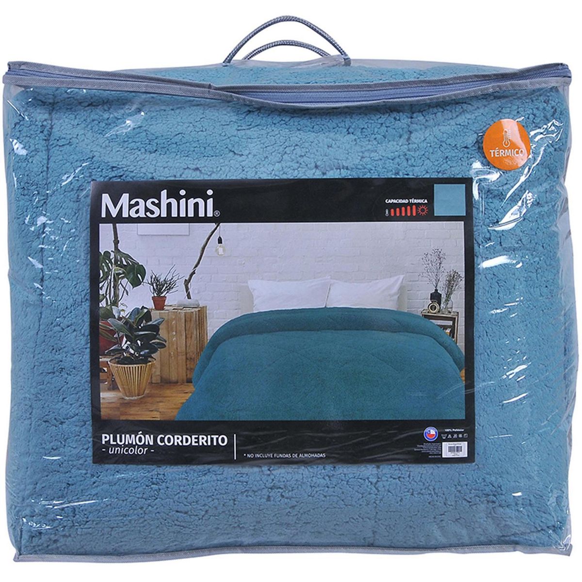 MASHINI - Plumón 2 plazas Sherpa Celeste