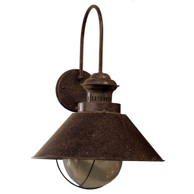 Aplique estilo nutico en metal, con difusor de vidrio y rejilla