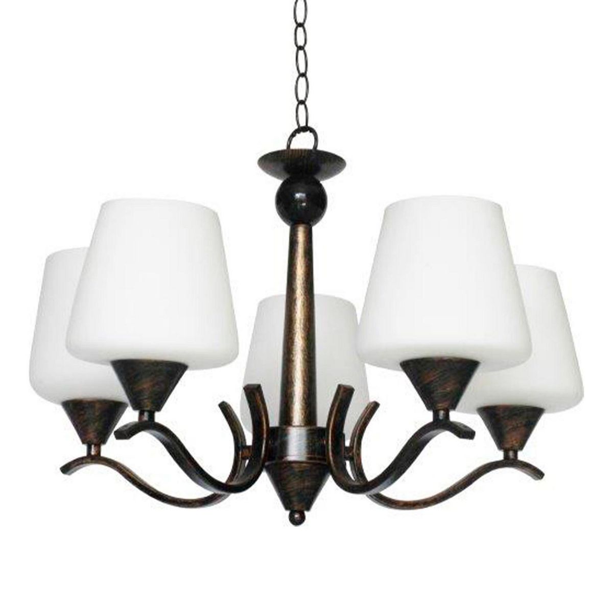 BP ILUMINACION - Colgante 5 luces E27 60 W tulipas vidrio opal