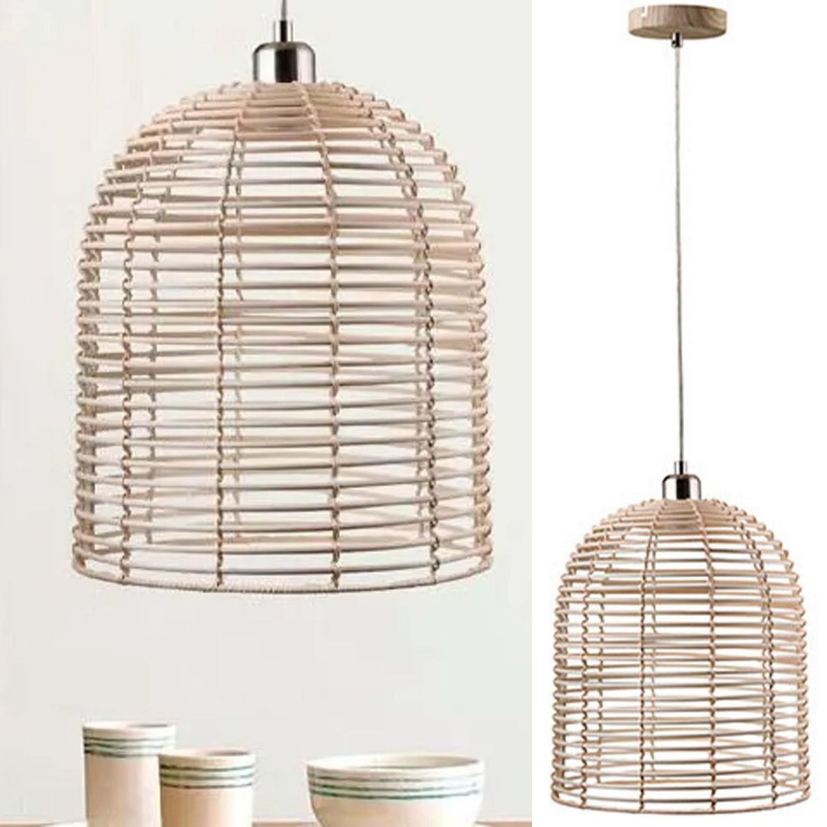 BP ILUMINACION - Lámpara Colgante Mimbre Beige