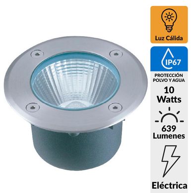 Foco empotrado a piso Led 10W 3000K IP67