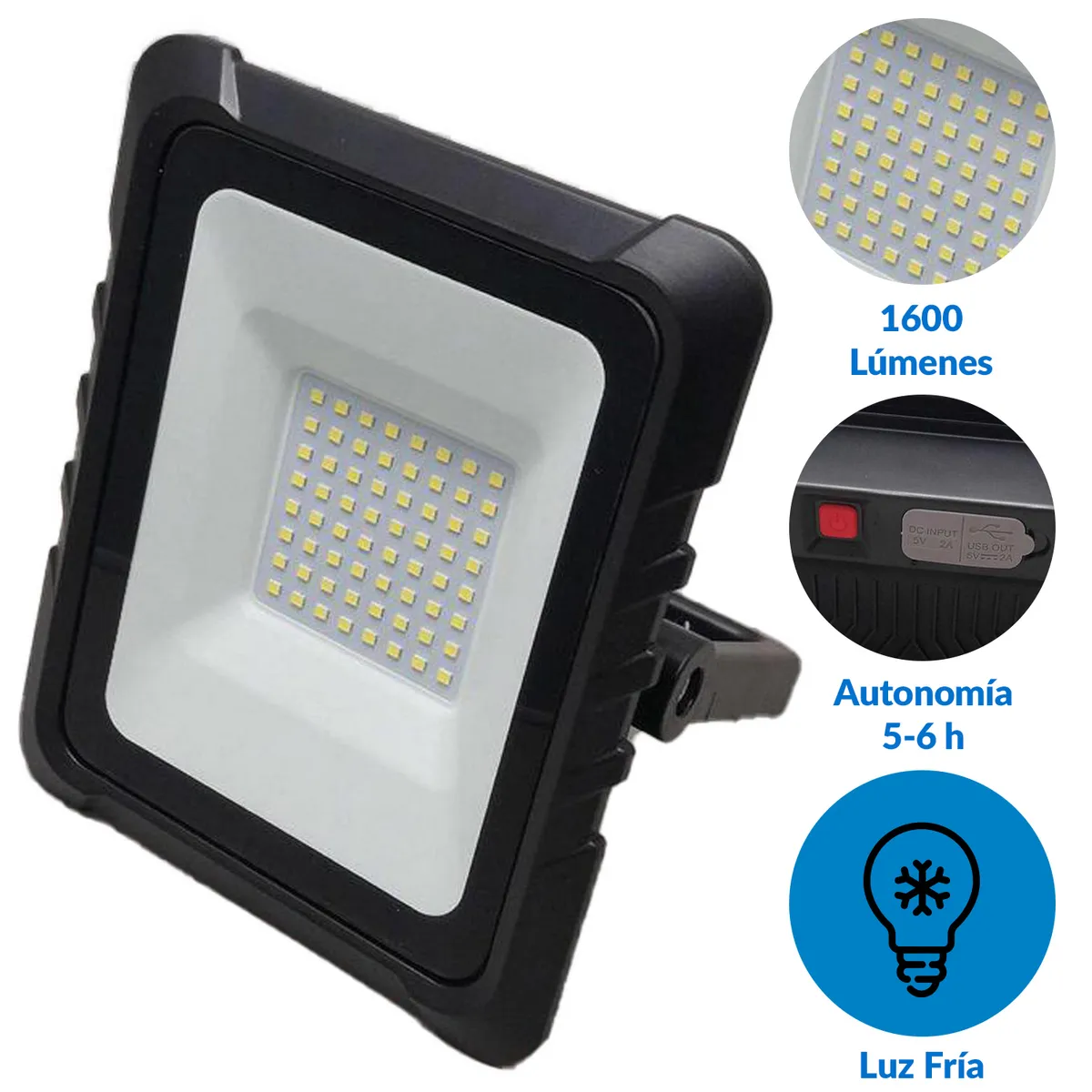 HALUX - Lámpara de emergencia reflectante 20 W 1.600 LM