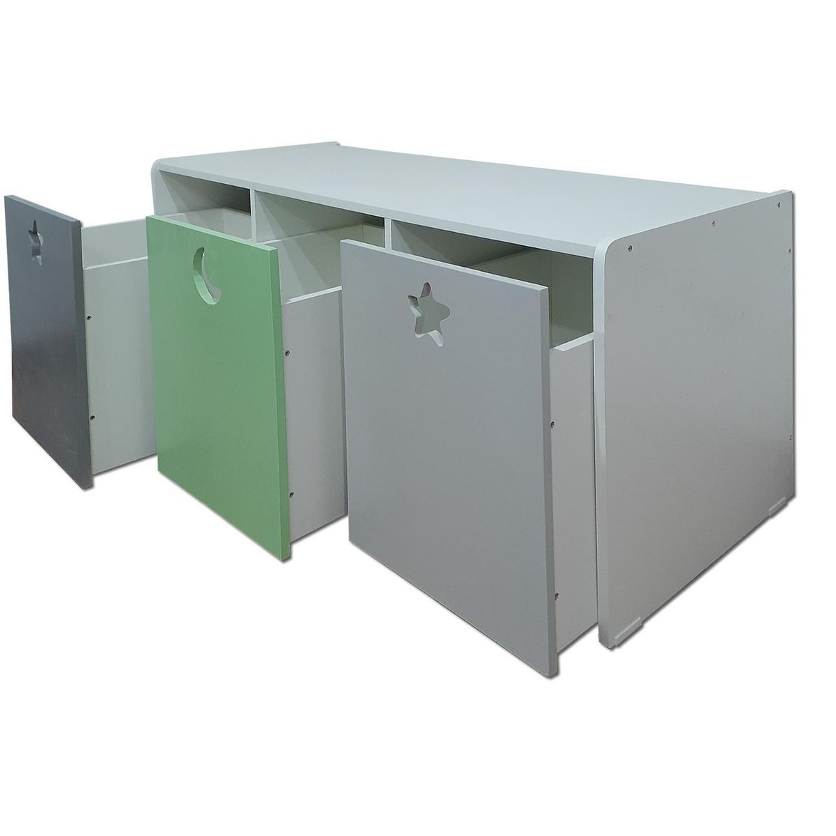 MUEBLES KIDS - Juguetera 3 Cajón(es) Verde Gris 120x50x50 cm Verde Gris