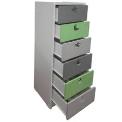 MUEBLES KIDS - Cajonera 6 Cajón(es) Verde Gris 40x135x40 cm Verde