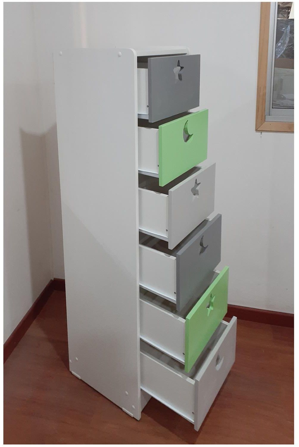 MUEBLES KIDS - Cajonera 6 Cajón(es) Verde Gris 40x135x40 cm Verde