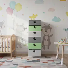 MUEBLES KIDS - Cajonera 6 Cajón(es) Verde Gris 40x135x40 cm Verde