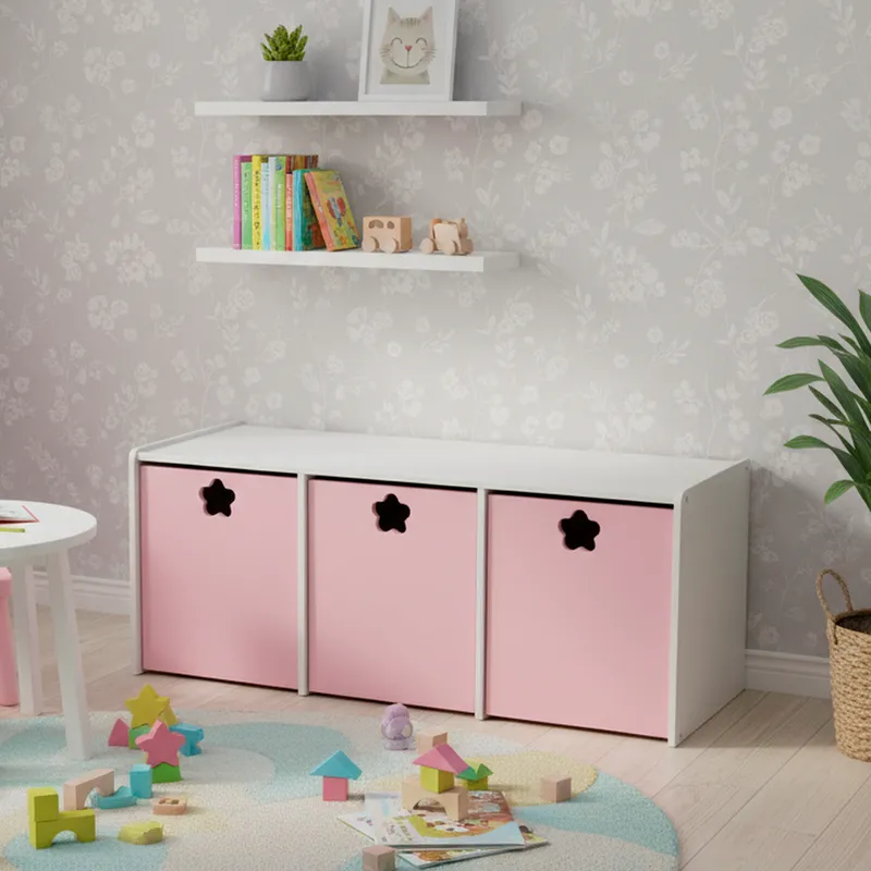 MUEBLES KIDS - Juguetera 3 Cajón(es) Rosado Flor 120x50x50 cm Rosado