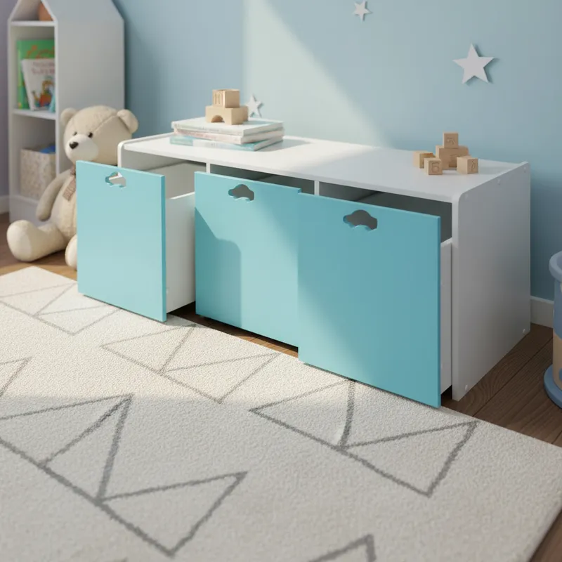 MUEBLES KIDS - Juguetera 3 Cajón(es) Celeste 120x50x50 cm Celeste