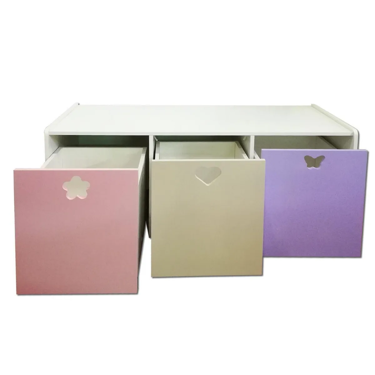 MUEBLES KIDS - Juguetera 3 Cajón(es) Crema Lila 120x50x50 cm Crema Lila Rosado