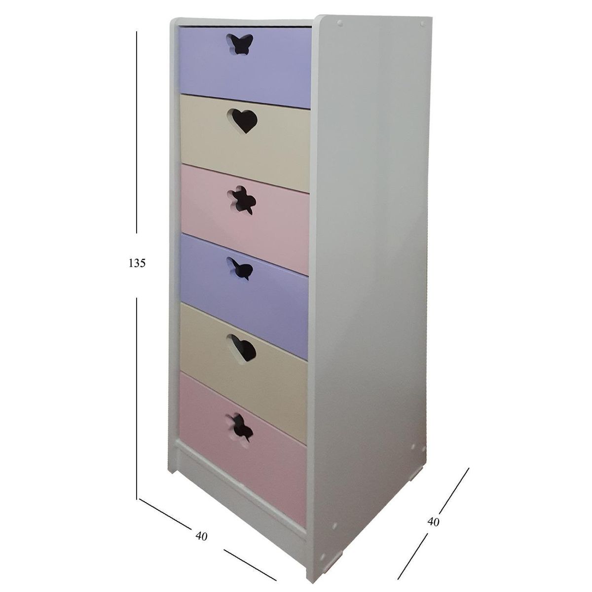 MUEBLES KIDS - Cajonera 6 Cajón(es) Crema Lila 40x135x40 cm crema