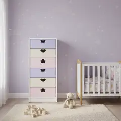 MUEBLES KIDS - Cajonera 6 Cajón(es) Crema Lila 40x135x40 cm crema