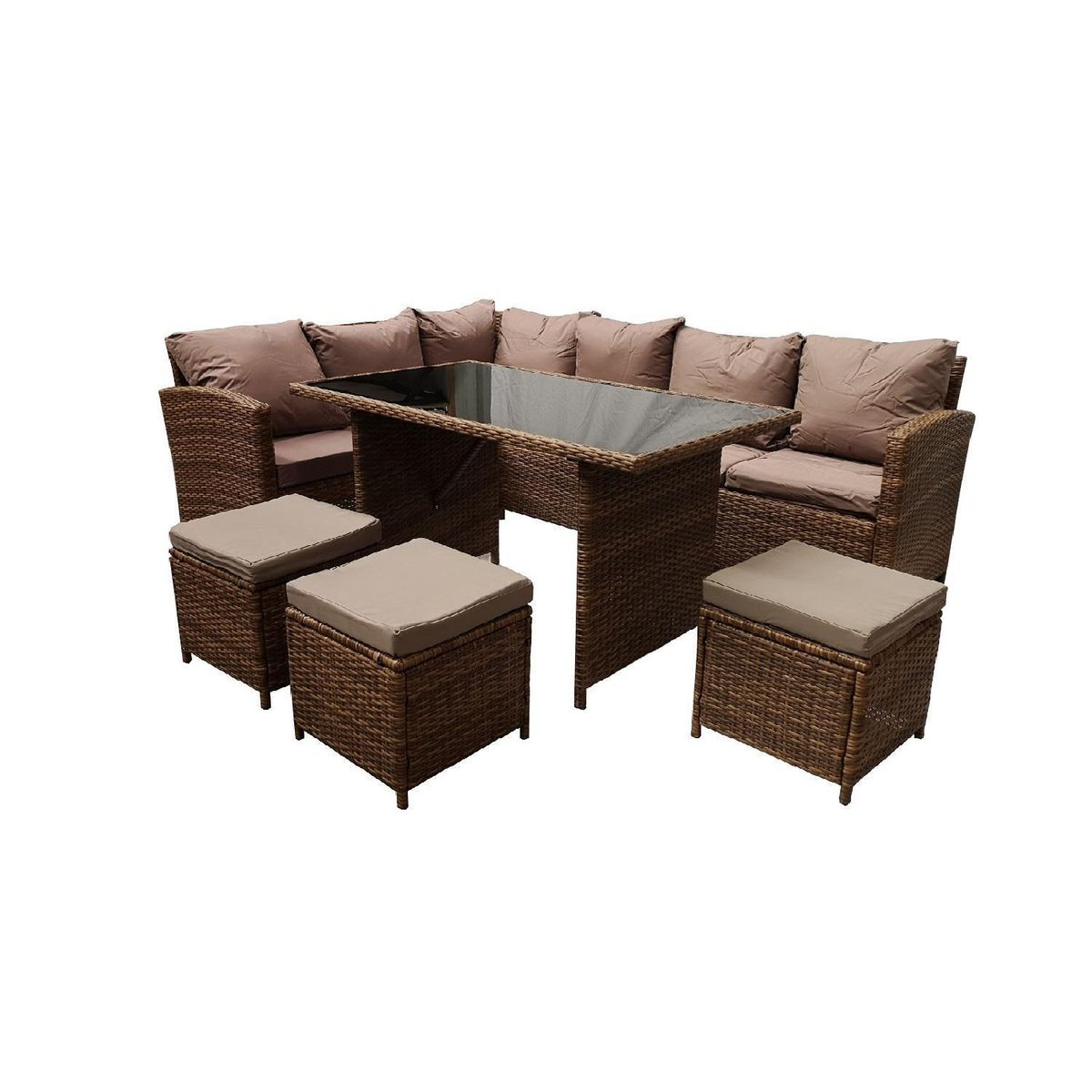 EL BARCO - Juego de Comedor de Terraza Antonia 9 Personas Café